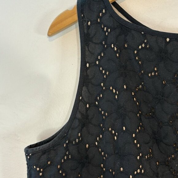 Loft black cotton eyelet sleeveless shift dress size 10P - Picture 6 of 7